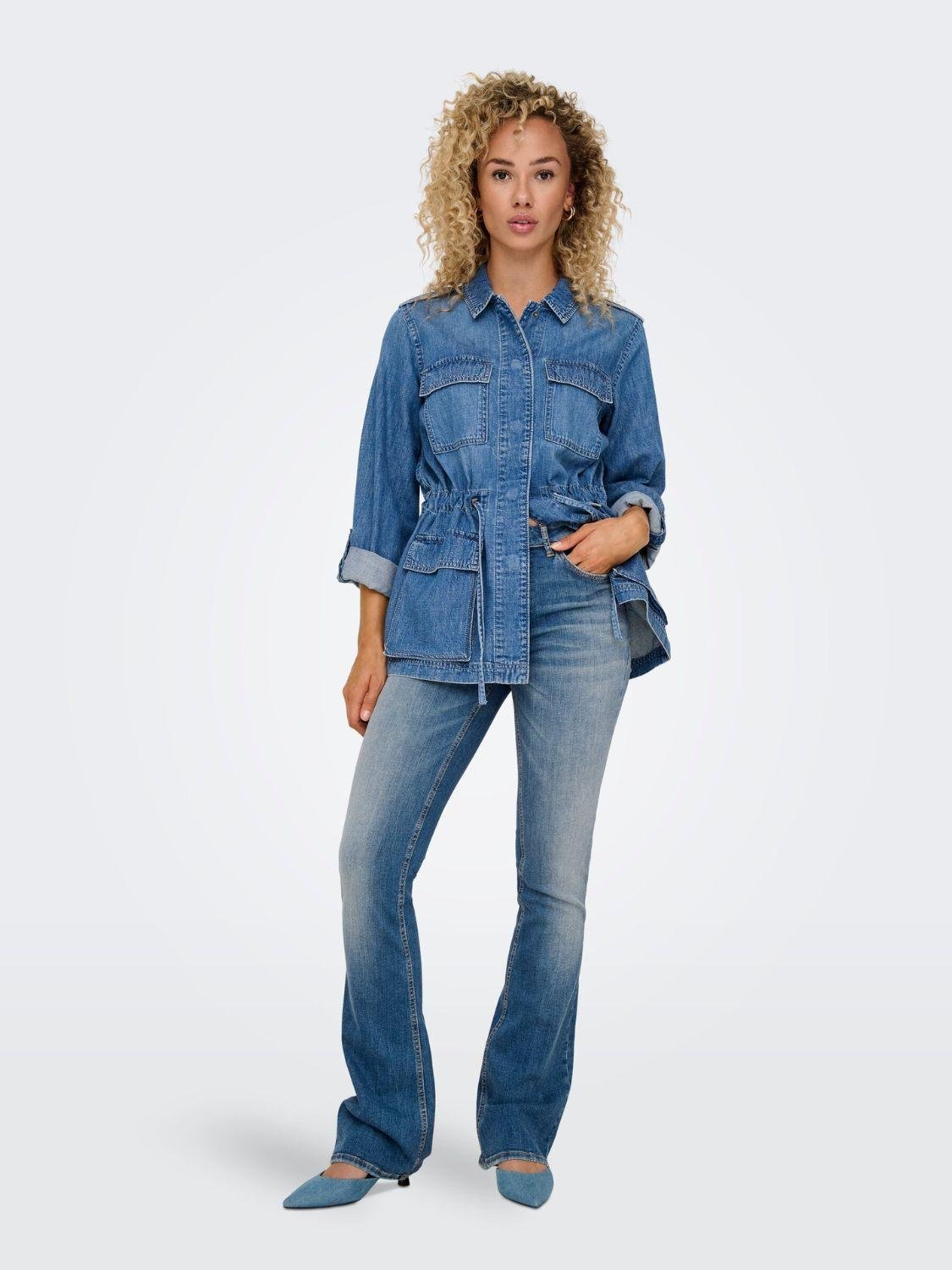 Jeans a zampa d'elefante Donna Medium Blue Denim - Santangelo