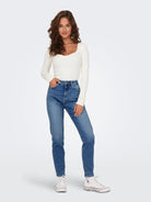 Jeans Straight fit Donna Medium Blue Denim - Santangelo