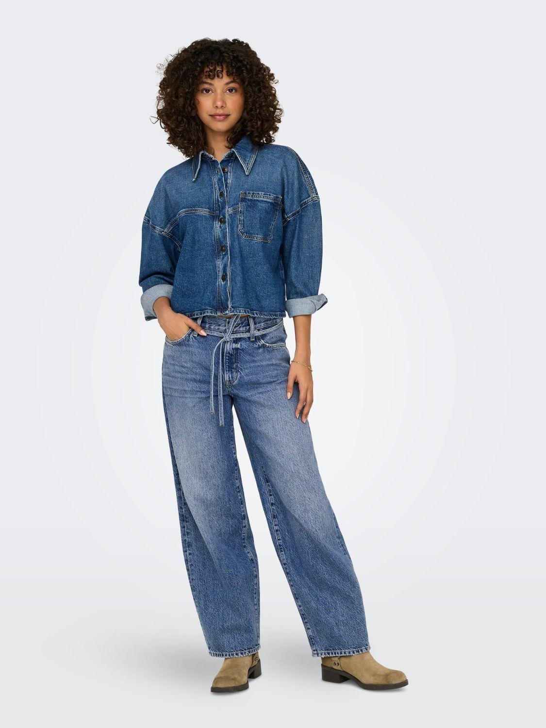 Jeans Straight fit Donna Medium Blue Denim - Santangelo