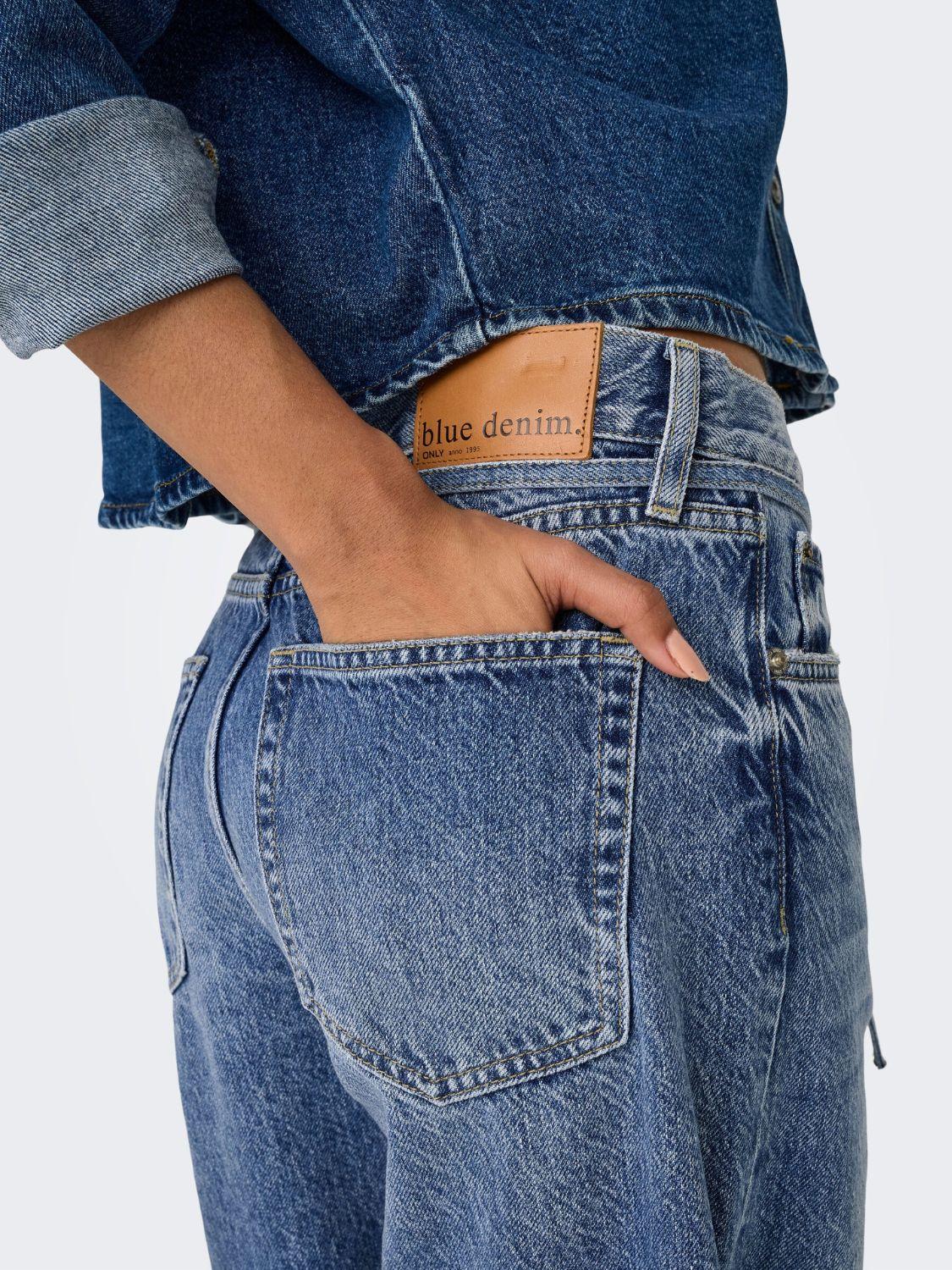 Jeans Straight fit Donna Medium Blue Denim - Santangelo