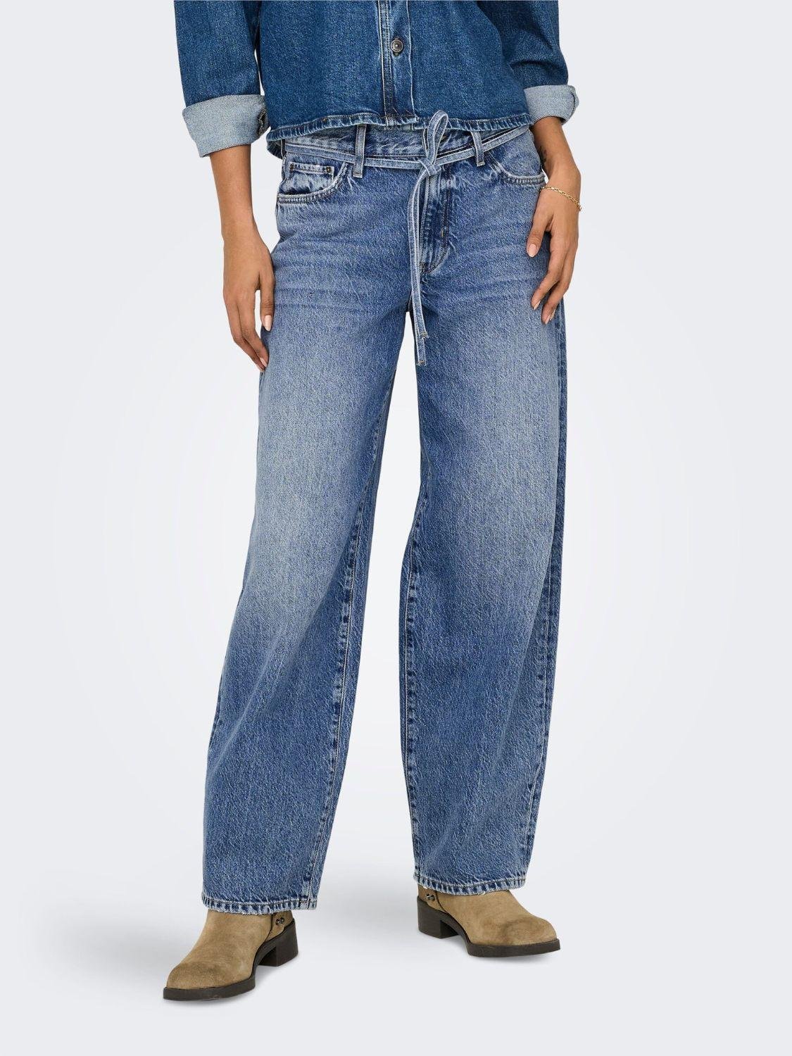 Jeans Straight fit Donna Medium Blue Denim - Santangelo