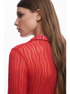 Maglietta semitrasparente Donna Rosso - Santangelo