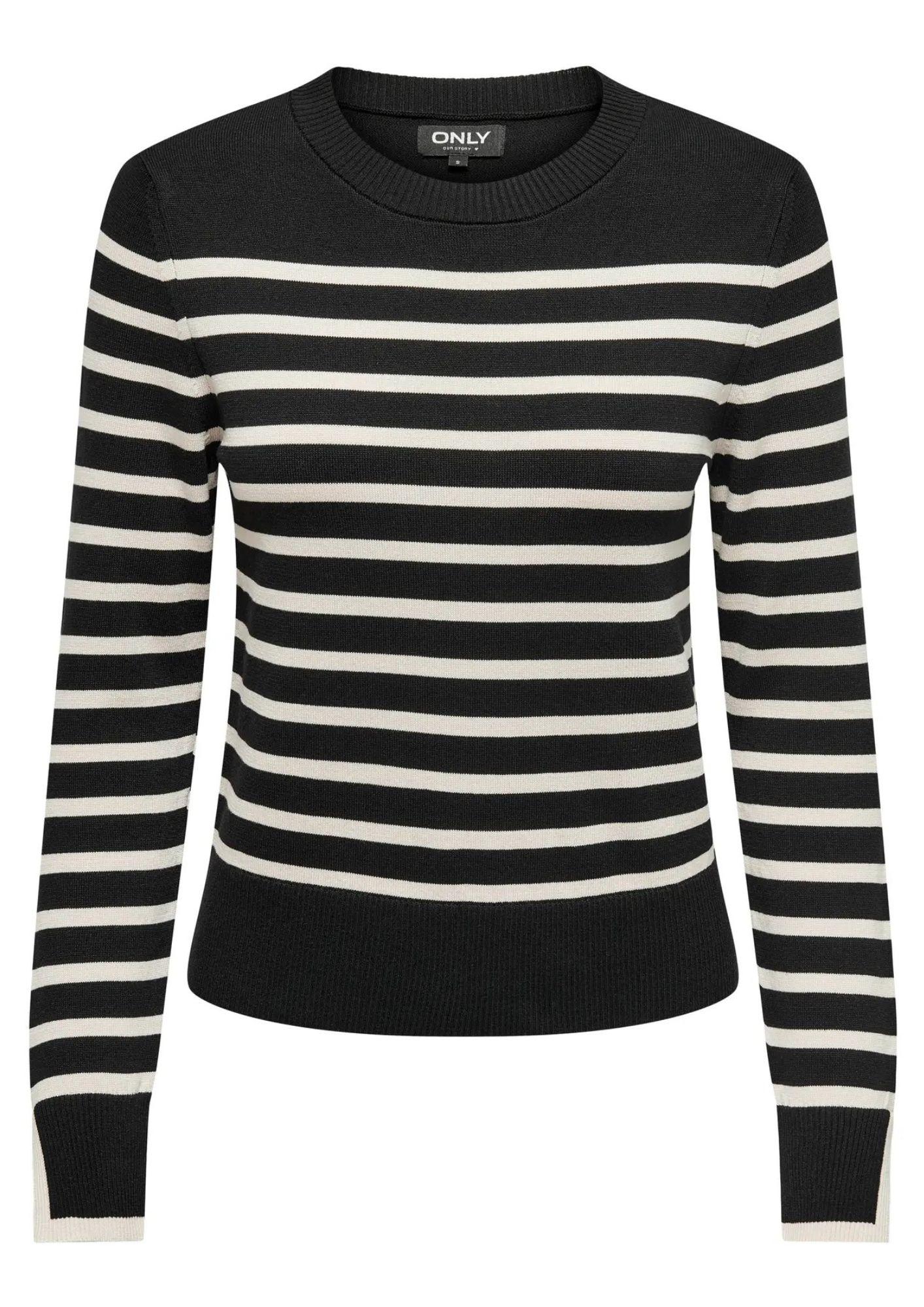 ONLY Only Onlkalana Pullover Donna Nero e Bianco Pullover