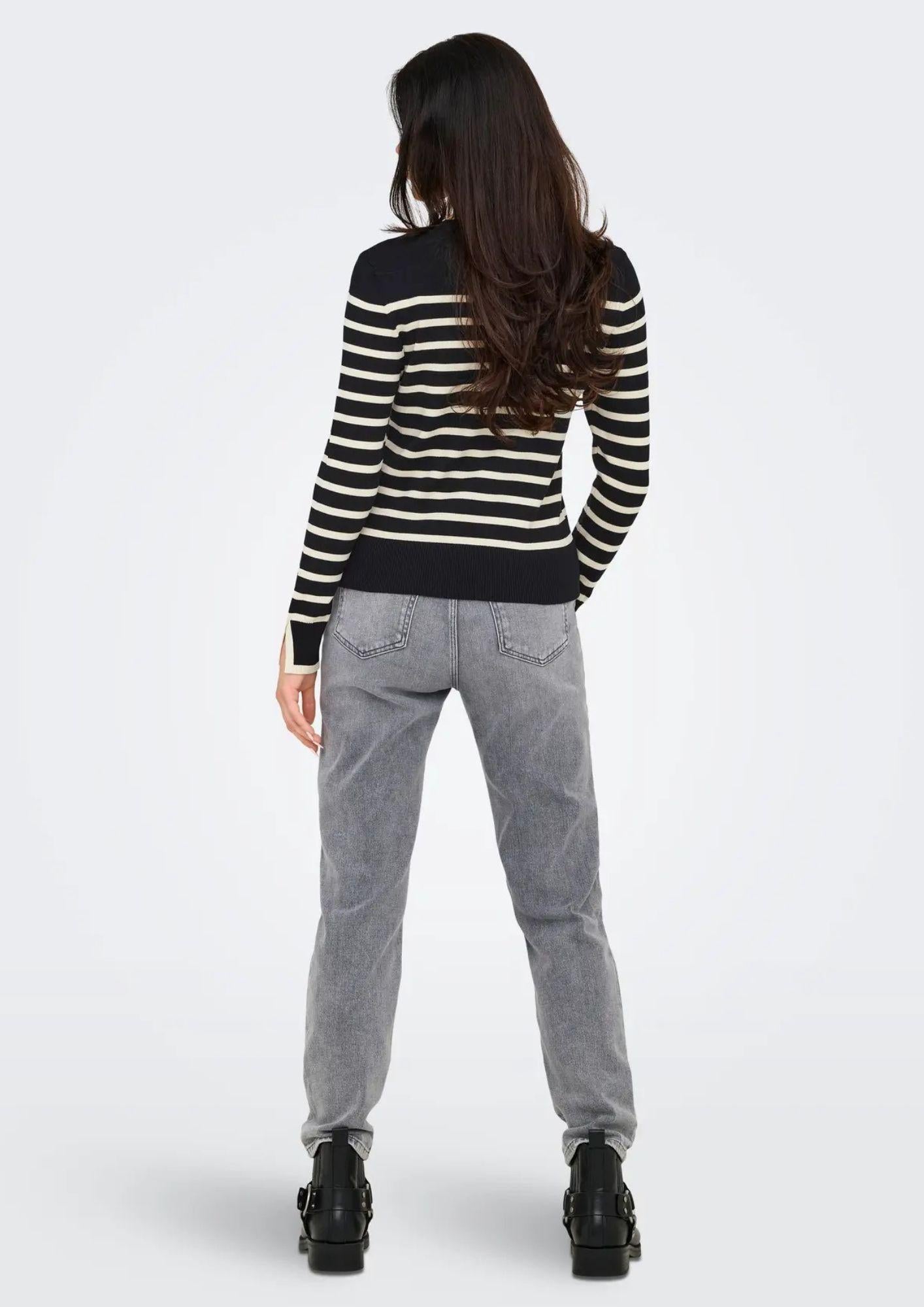 ONLY Only Onlkalana Pullover Donna Nero e Bianco Pullover