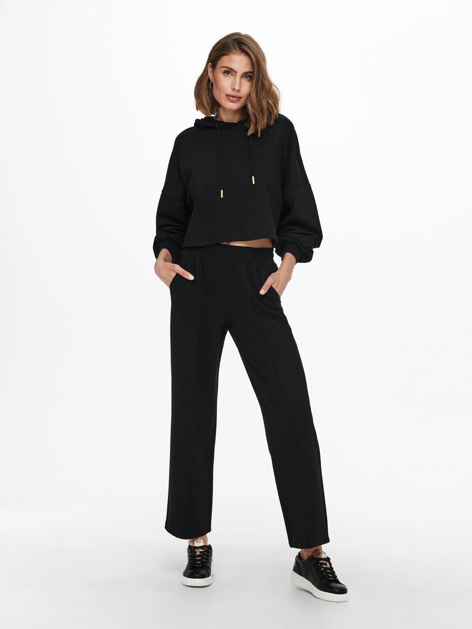 Only ONLPOPTRASH - SUKI Loose Fit Pantaloni a gamba larga Donna Nero - Santangelo