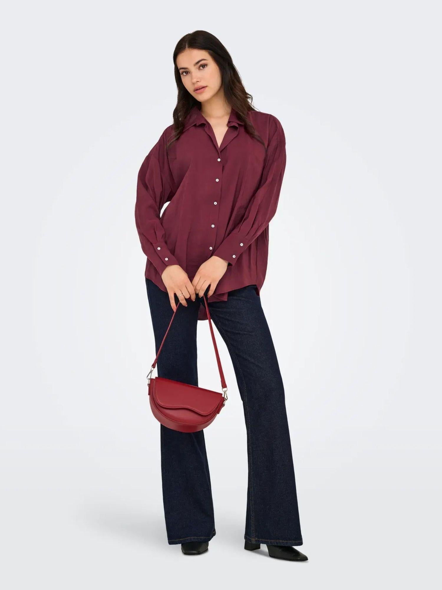 ONLY Only ONLZAZIMA Camicia Donna Burgundy Camicia