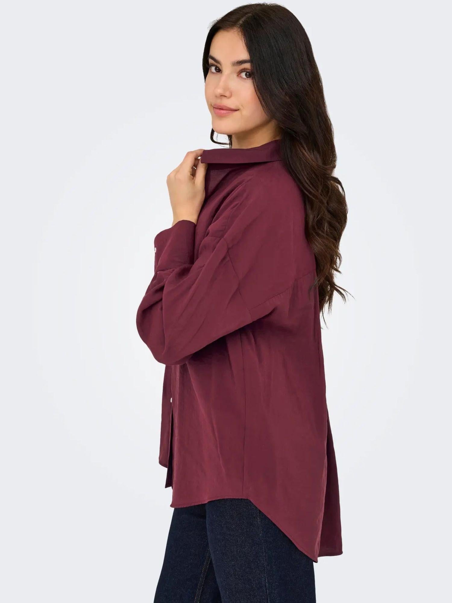 ONLY Only ONLZAZIMA Camicia Donna Burgundy Camicia