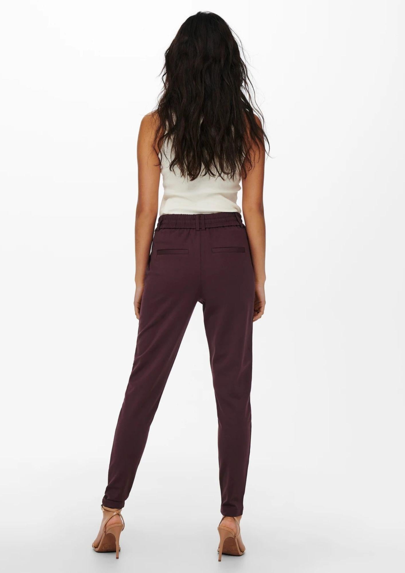 ONLY Only Pantaloni Donna Poptrash Bordeaux Pantalone