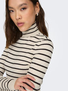 Only Pullover Donna Carol Grigio beige con fasce - Santangelo