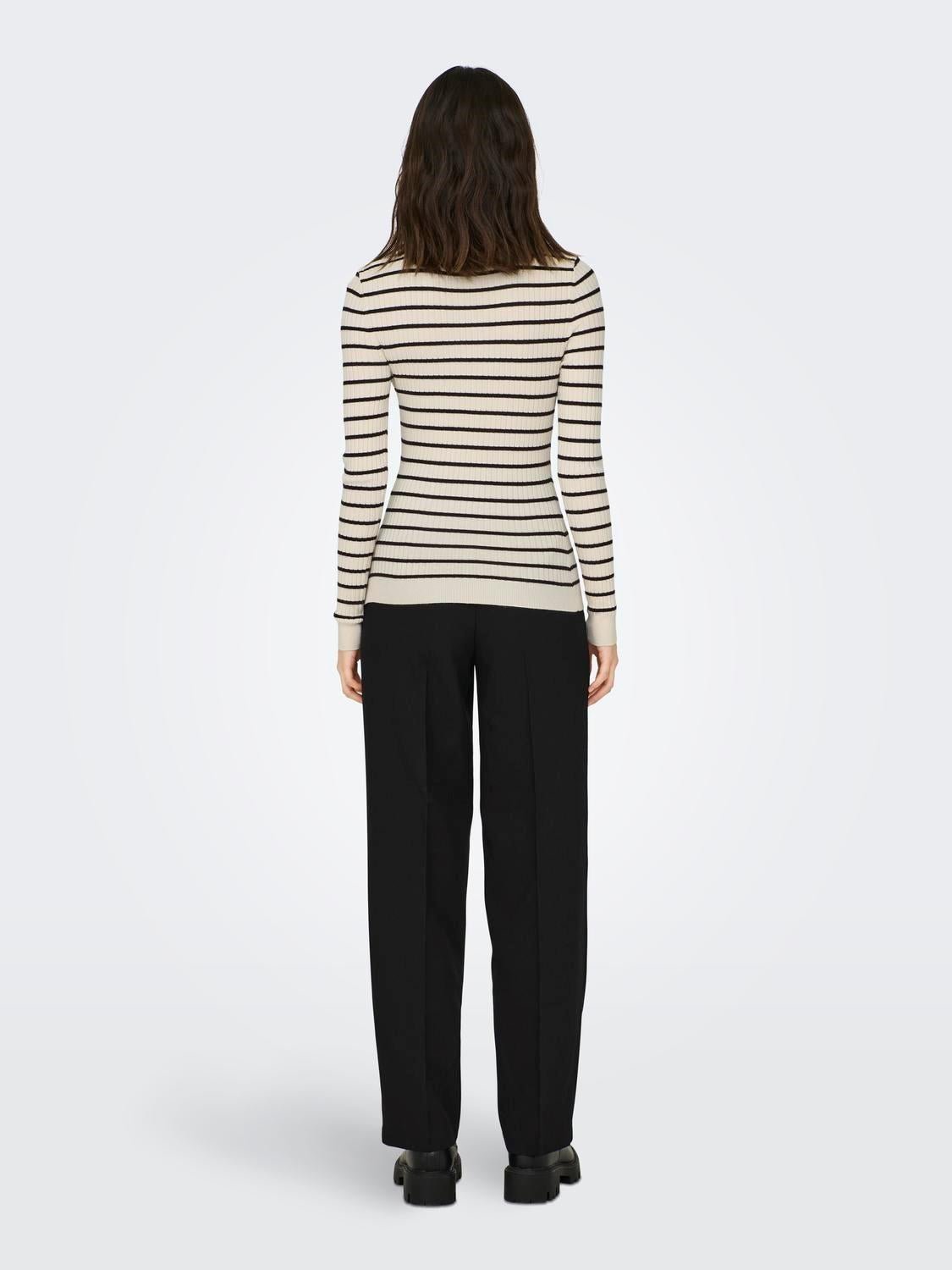 Only Pullover Donna Carol Grigio beige con fasce - Santangelo