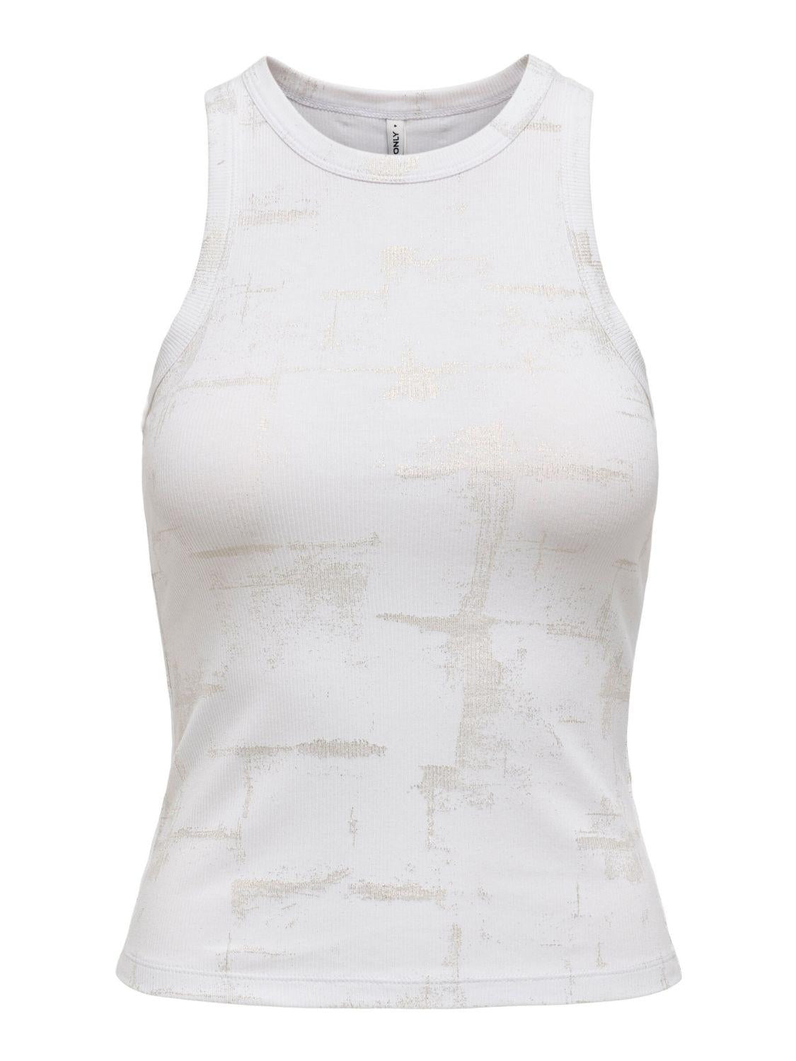 Top Donna Bright White Pale gold foil - Santangelo