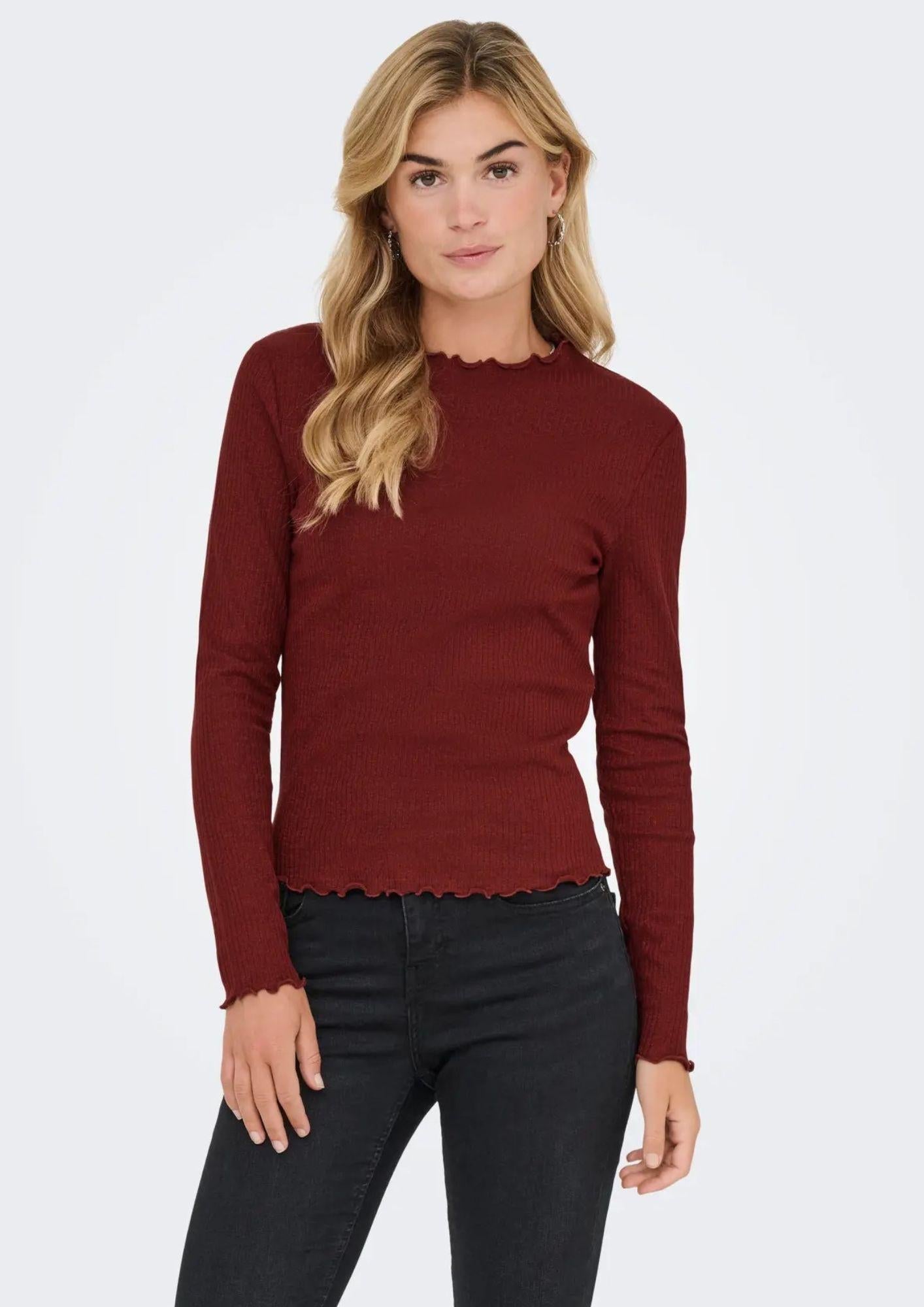 Top Donna Only Onlemma Rosso Bordeaux - Santangelo