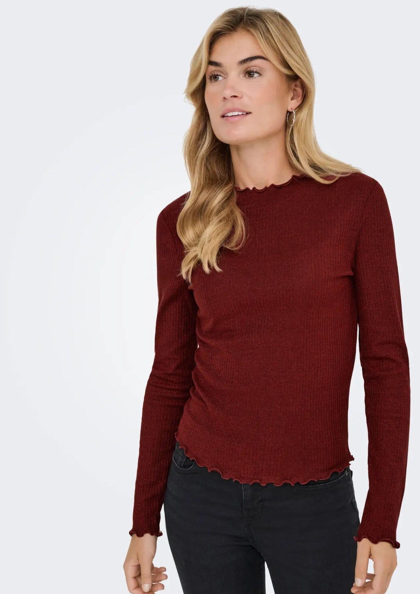 Top Donna Only Onlemma Rosso Bordeaux - Santangelo