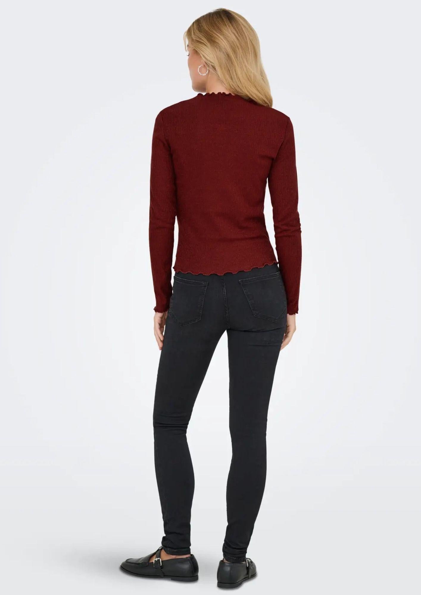 ONLY Top Donna Only Onlemma Rosso Bordeaux Top