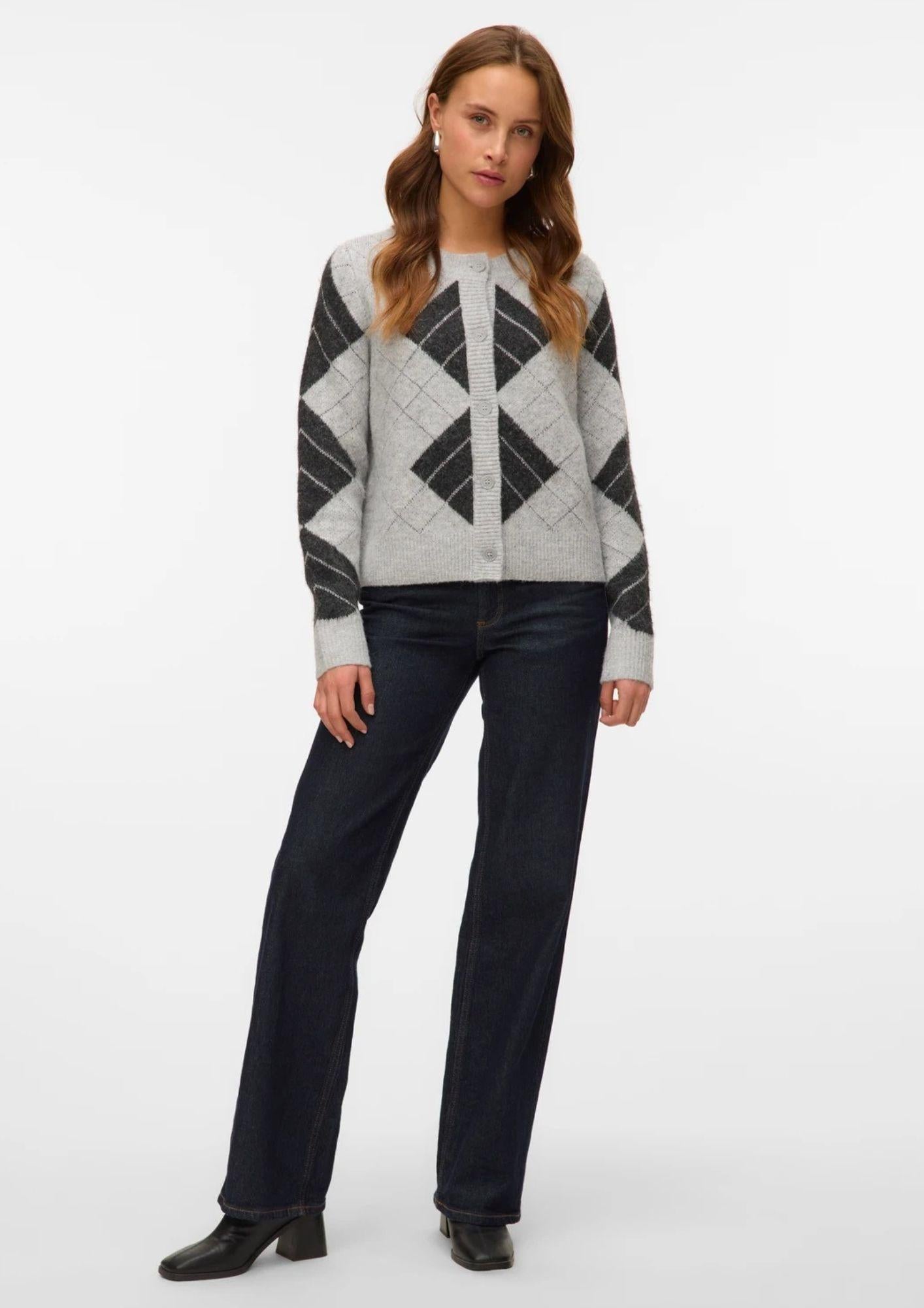 VERO MODA Vero Moda Cardigan Donna Dae Grigio Chiaro Dettaglia Grigio scuro Cardigan