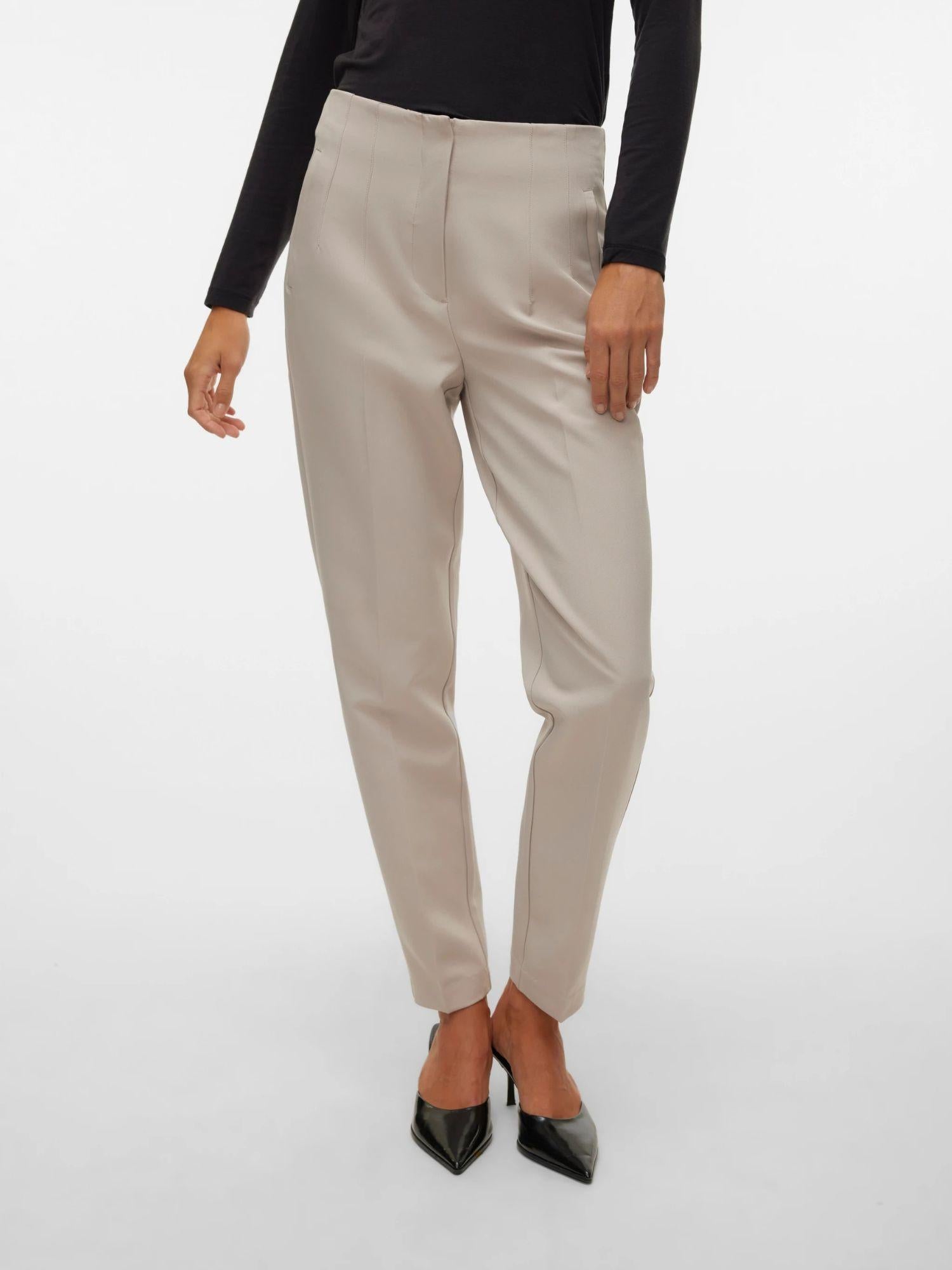 VERO MODA Vero Moda VMLINA Vita alta Pantaloni Donna Silver Cloud Pantalone
