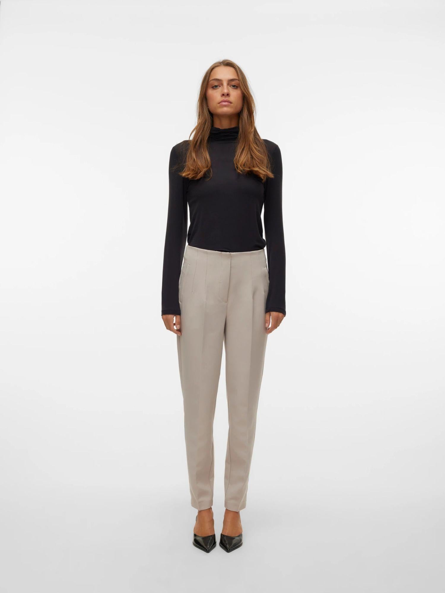 VERO MODA Vero Moda VMLINA Vita alta Pantaloni Donna Silver Cloud Pantalone