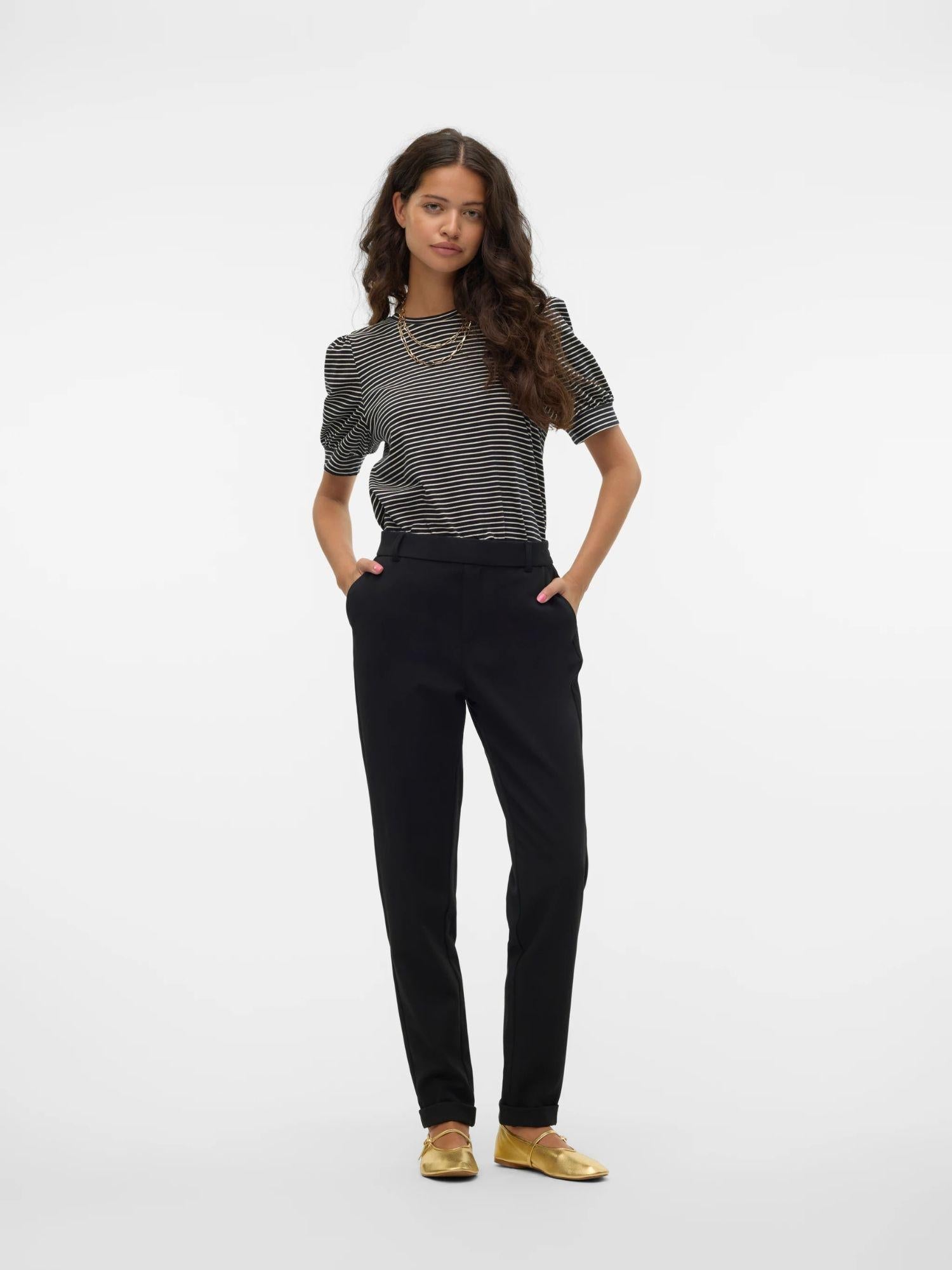 VERO MODA Vero Moda VMMAYA Vita media Pantaloni Donna Nero Pantalone