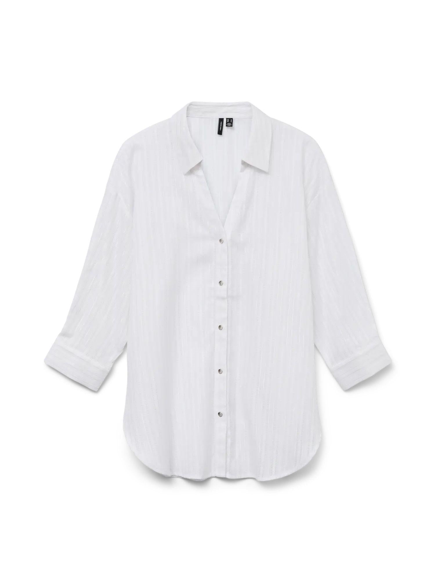VERO MODA Vero Moda VMOLLA Camicia 3/4 Donna Bright White Silver lurex Shirt
