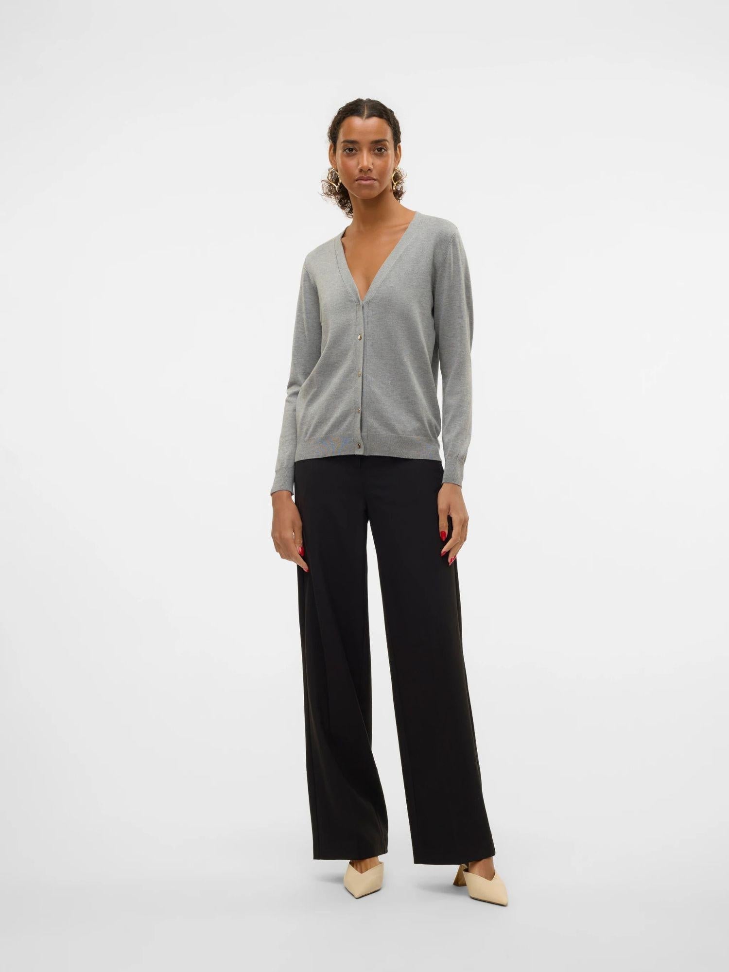 VERO MODA Vero Moda VMSILJE Cardigan in Maglia Donna Medium Grey Melange Knit Cardigan