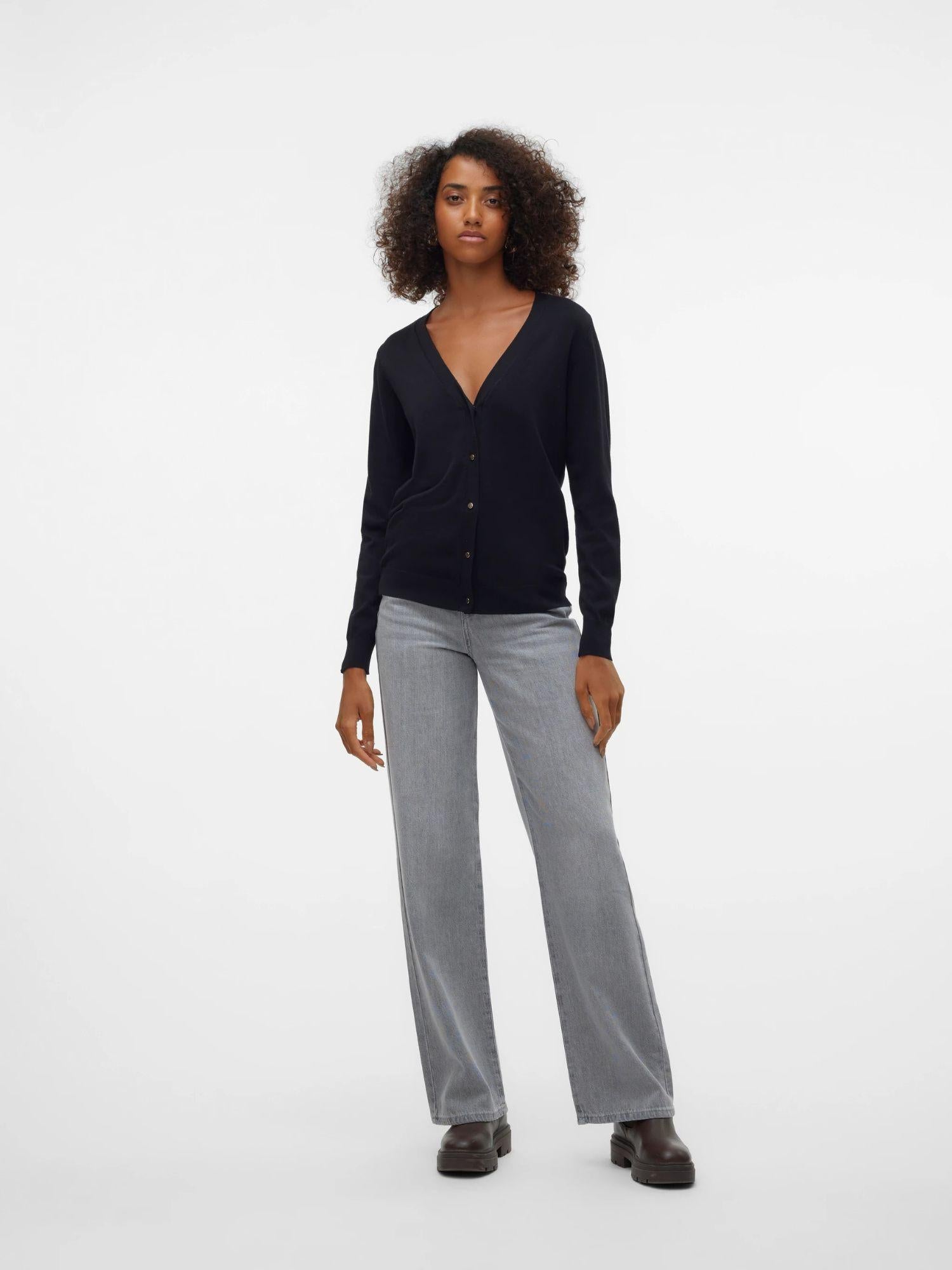 VERO MODA Vero Moda VMSILJE Cardigan in Maglia Donna Nero Knit Cardigan