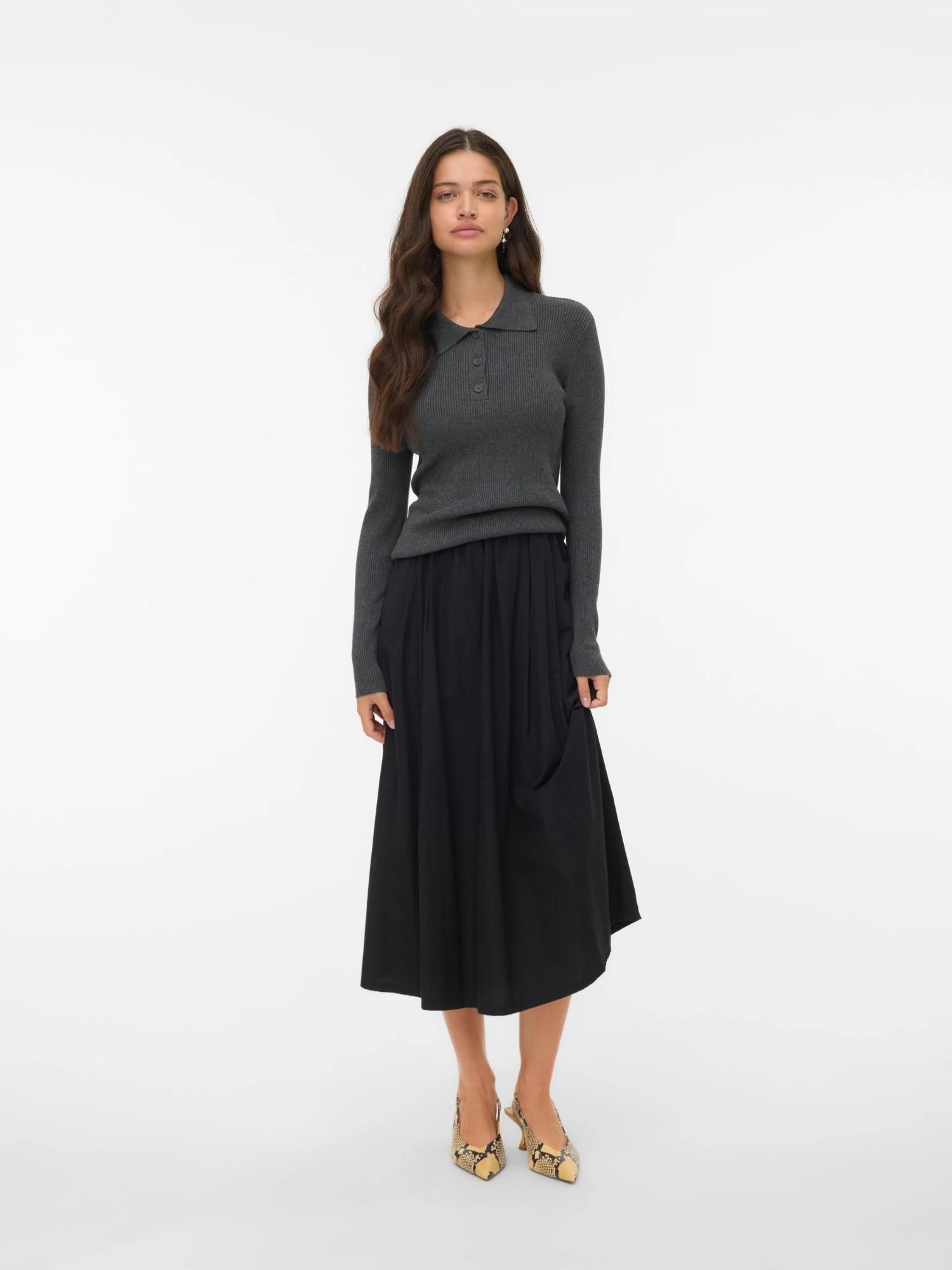 Vero Moda VMSILJERIB Pullover Donna Dark Grey Melange - Santangelo