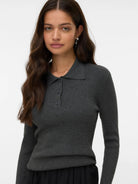 Vero Moda VMSILJERIB Pullover Donna Dark Grey Melange - Santangelo