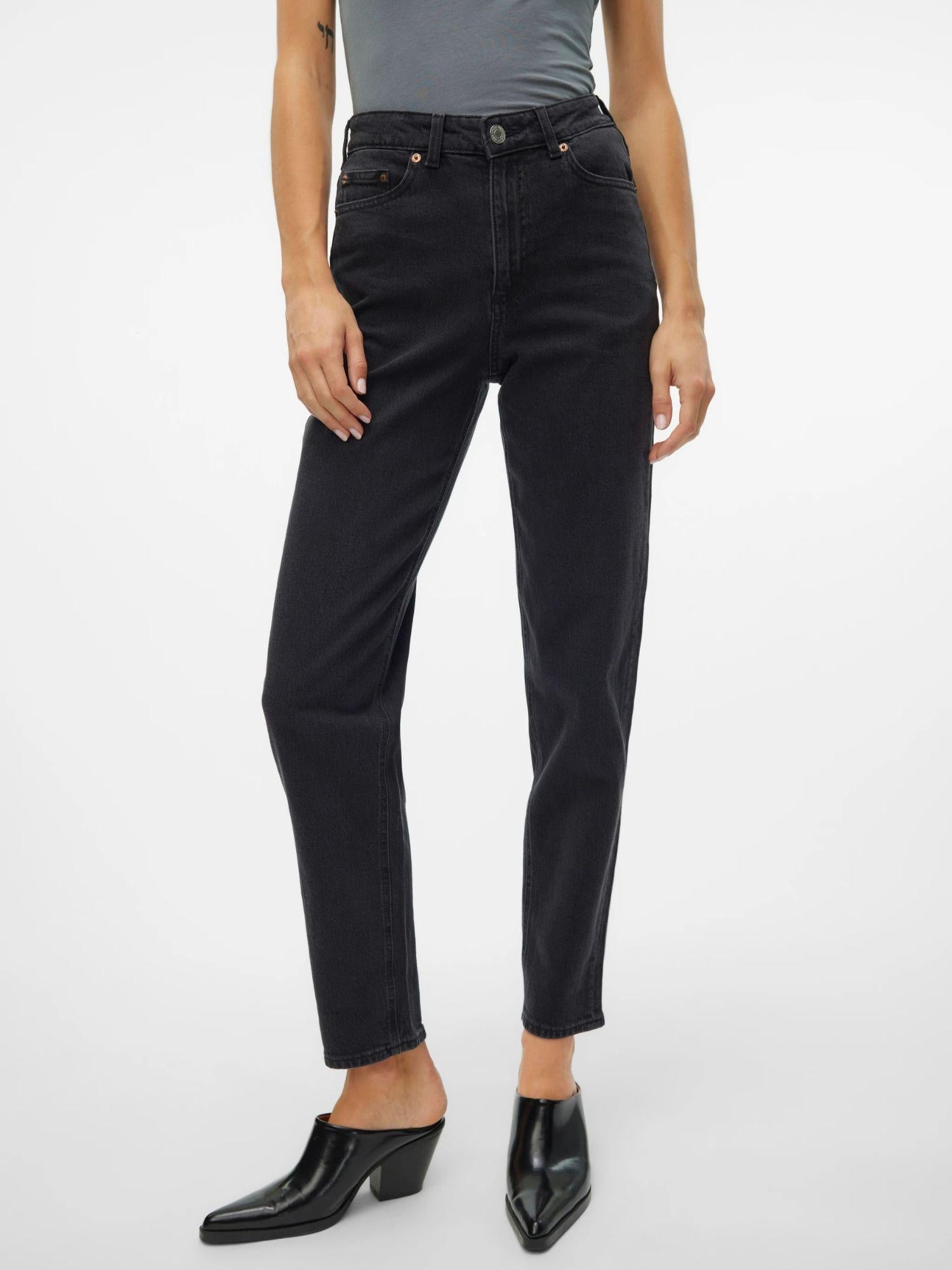 VERO MODA Vero Moda VMTESSA Vita alta Mom Fit Jeans Donna Dark Grey Denim Jeans