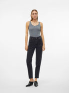 VERO MODA Vero Moda VMTESSA Vita alta Mom Fit Jeans Donna Dark Grey Denim Jeans