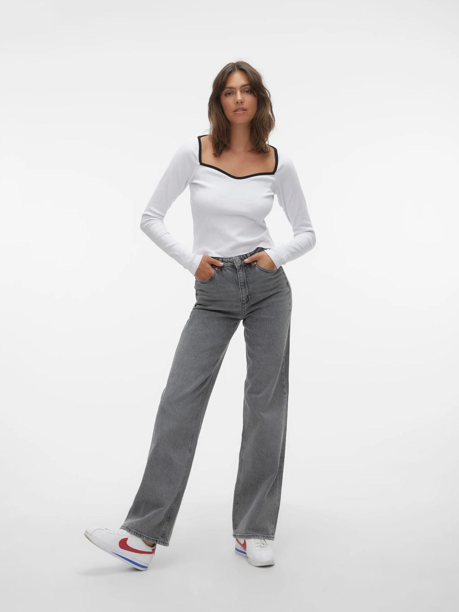 VERO MODA Vero Moda VMTESSA Vita alta Wide Fit Jeans Donna Medium Grey Denim Jeans