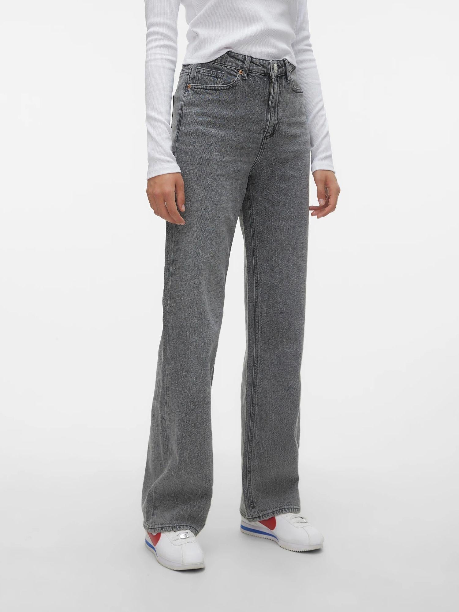 VERO MODA Vero Moda VMTESSA Vita alta Wide Fit Jeans Donna Medium Grey Denim Jeans
