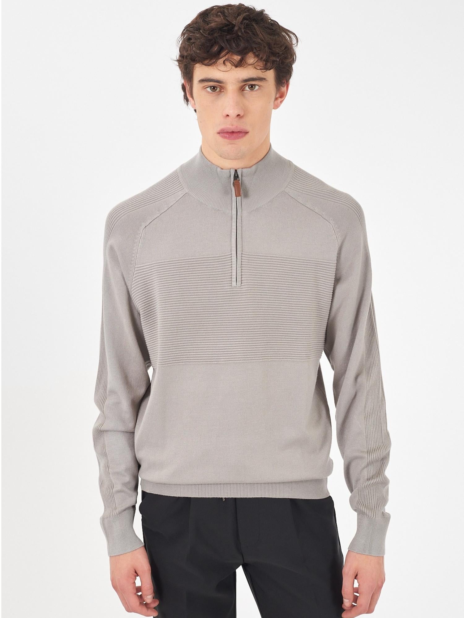 Yes Zee Maglia Lupetto con mezza zip Uomo Grigio chiaro - Santangelo